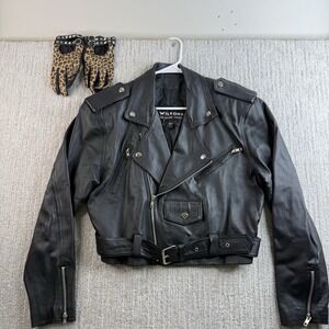 Vintage Wilson's Leather Cropped Motorcycle Jacket Women's Medium